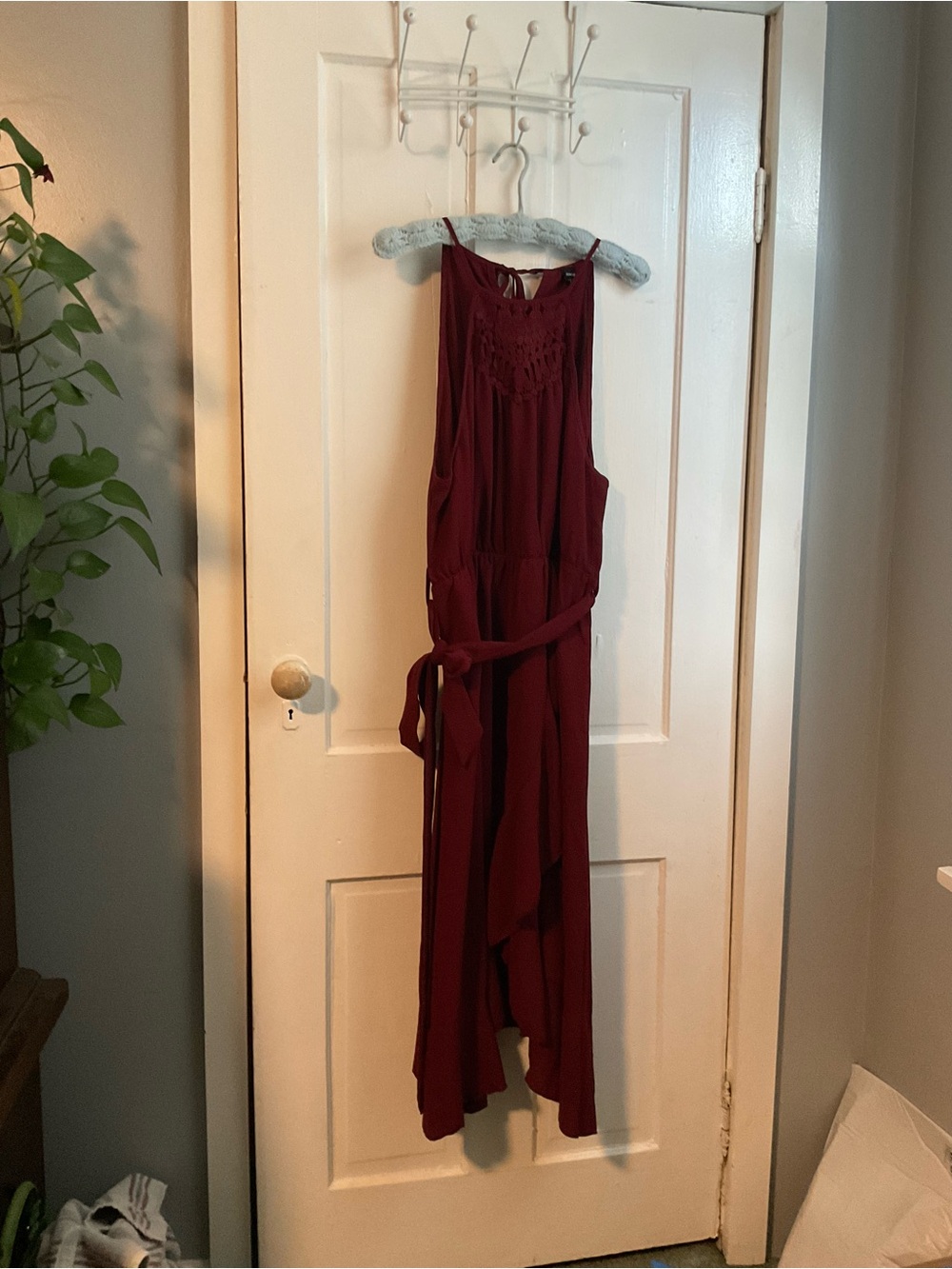 Elegant Women's Asymmetrical Dress in Burgundy